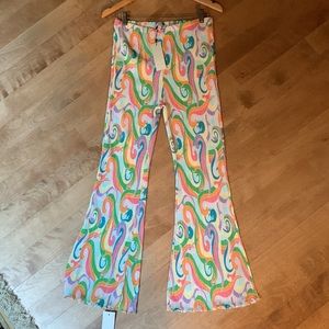 High waisted multi coloured wide leg trouser